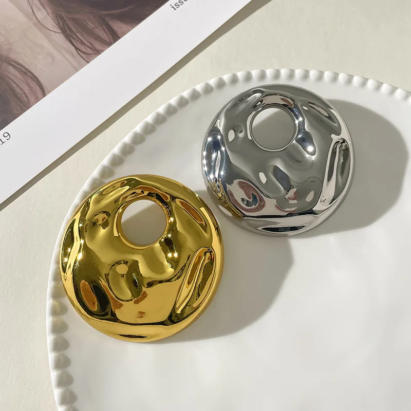 Creative Round Metal Pins 65mm Large Bright Gold Color Decorative Pins Woman's Suit Ornaments