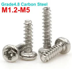 30-100pcs M1.2 M1.7 M2 M2.6 M3 M4 M5 Carbon Steel Phillips Cross Recessed Round Head Flat Tail Self-tapping Screws YB845