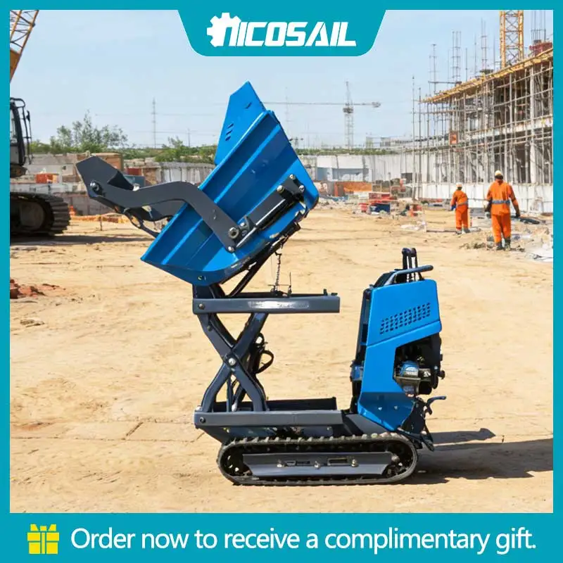 

Hot Sale 500KG Rubber Track Mini Dumper 110mm Ground Clearance for Warehouse Rough Floor Transport