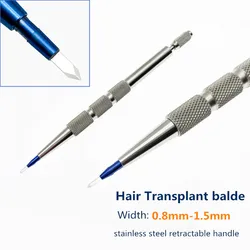 Hair Transplant Pen 1Set Sapphire Hair Transplant Blade with Handle Stainless Steel Hair Eyebrows Beard Follicle Planting Tool