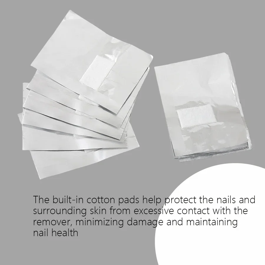 100 قطعة من رقائق الألومنيوم مزيل فن الأظافر يلتف مع مناديل قطنية لغطاء جل الأشعة فوق البنفسجية من الأكريليك أدوات العناية بالأظافر #3