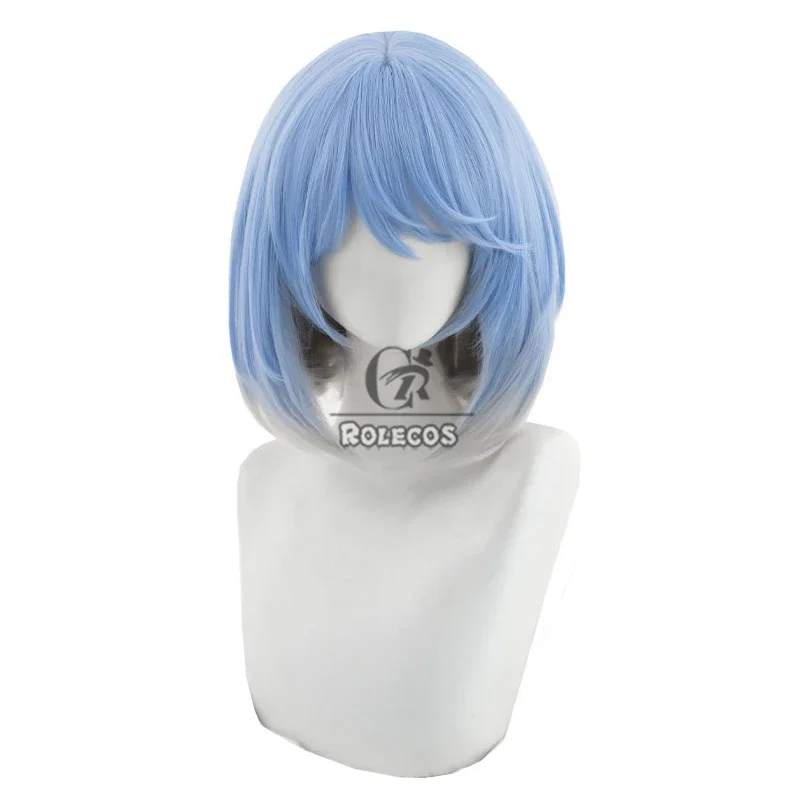 CosplayROLECOS Irelia تأثيري الباروكات Porcelai Irelia 35 سنتيمتر قصيرة مستقيم الضوء الأزرق مختلط رمادي شعر مستعار مقاومة للحرارة الشعر الاصطناعية