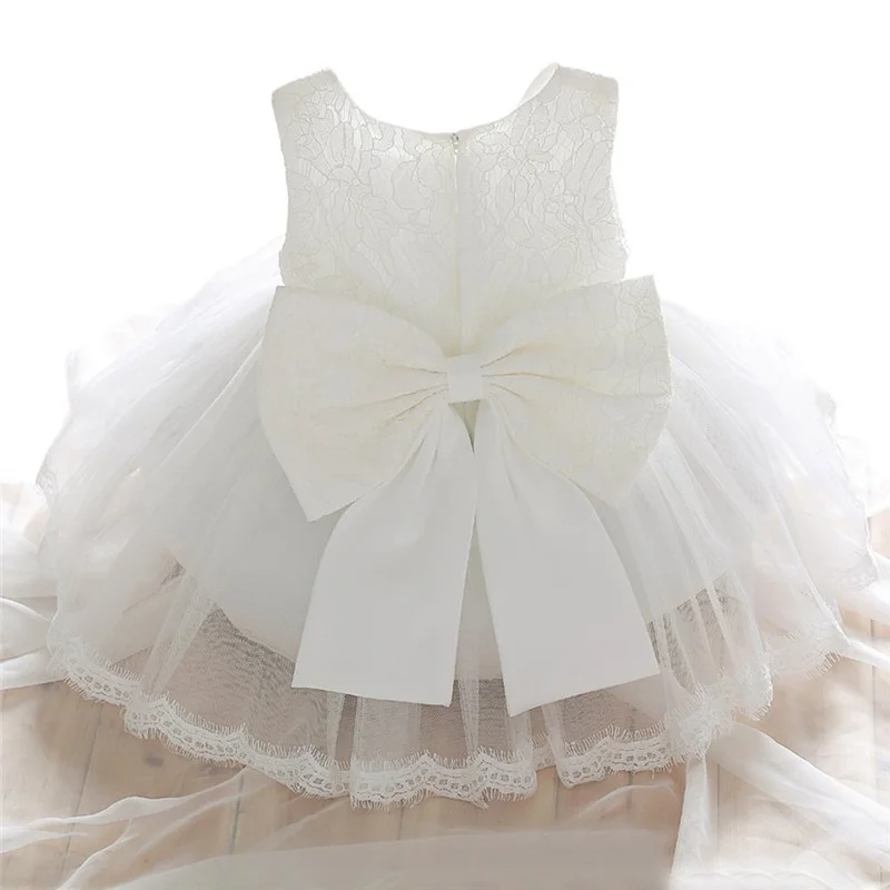 Newborn Baby 1st Christening Birthday Dresses Flower Girls Pink Dresses for Wedding Toddler Kids First Communion Party Ball Gown