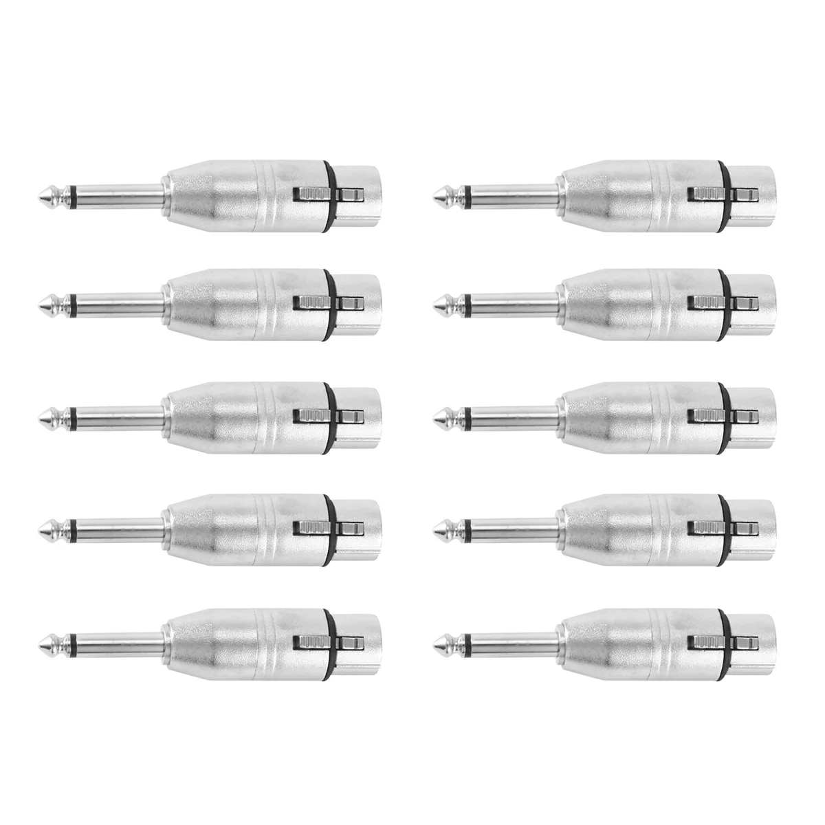 10Pcs 3Pin XLR Female To 6.35Mm Male Mono Plug Lead Adapter Microphone Leader Adapter Microphone Adapter