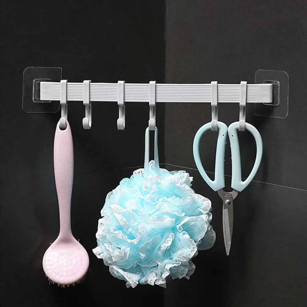High Quality Kitchen Hook Rack Punch-free Hanging Rod Wall Adhesive Wall Strong Hanger Towel Hook Rack Bathroom Y0Y2