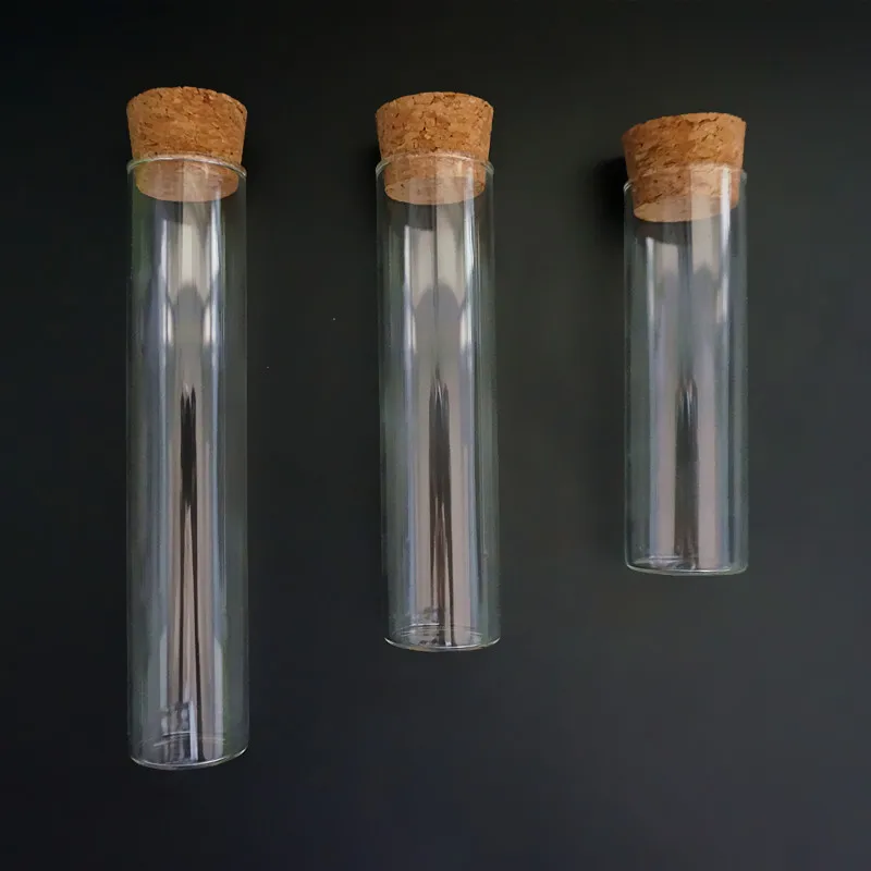 12Pcs/Lot DIA 30mm Lab Flat Bottom Glass Test Tube With Cork Stoppers Laboratory Glassware Container