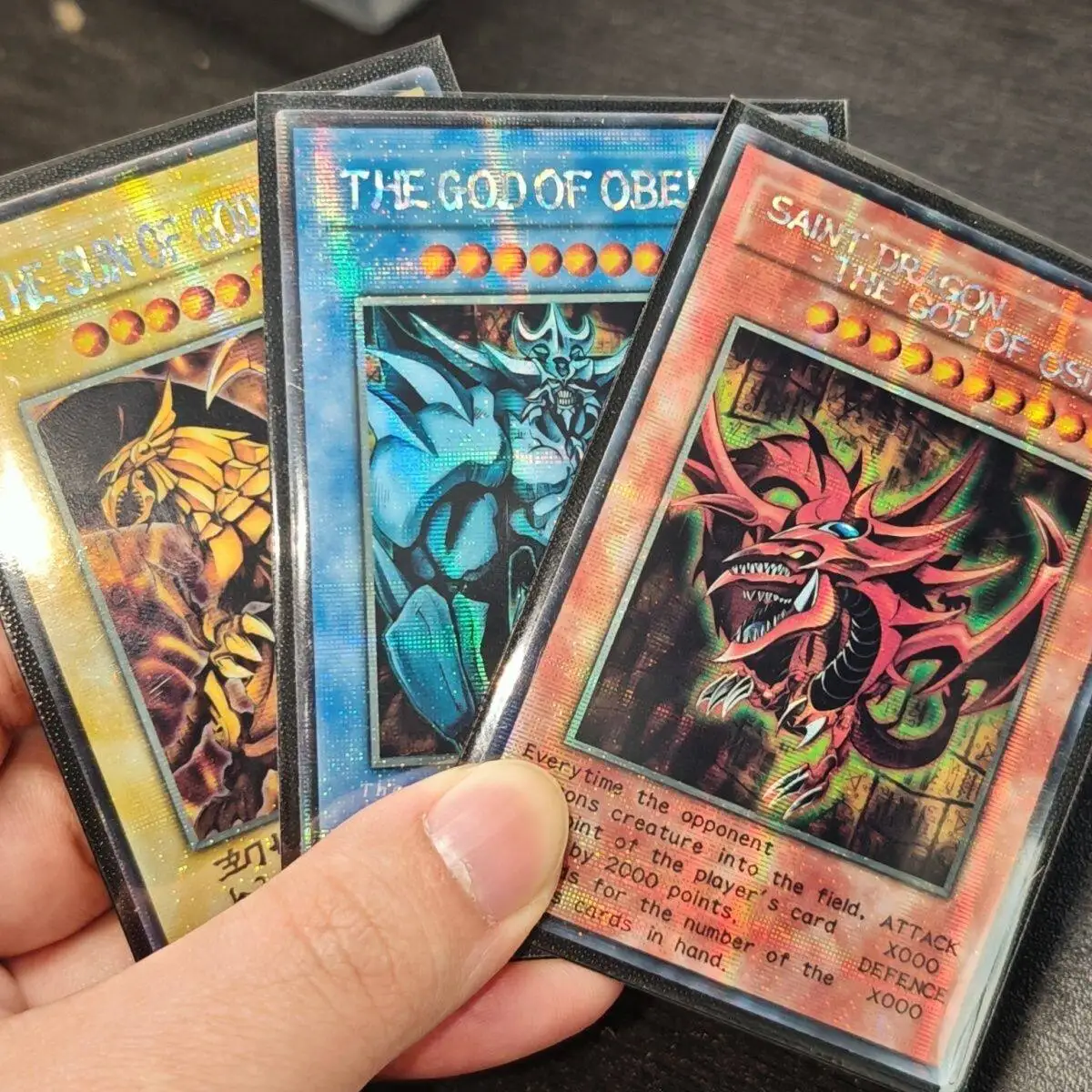 Yu-Gi-Oh! Tarjeta Coleccionable de Juego de Dioses Egipcios DIY Animados: Obelisco, el Aclamador, Slifer, el Dragón del Cielo