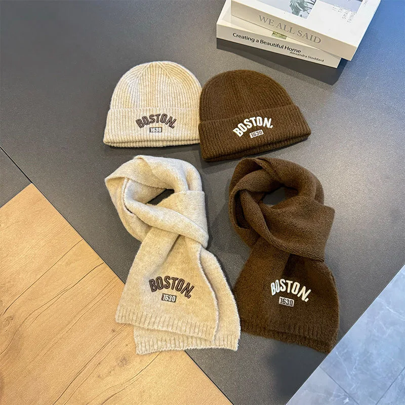 مجموعة قبعات وأوشحة للأطفال ، قبعة محبوكة ، حماية للأذن ، غاز أجنبي ، أطفال متوسطي وكبير ، نسخة كورية ، جديدة