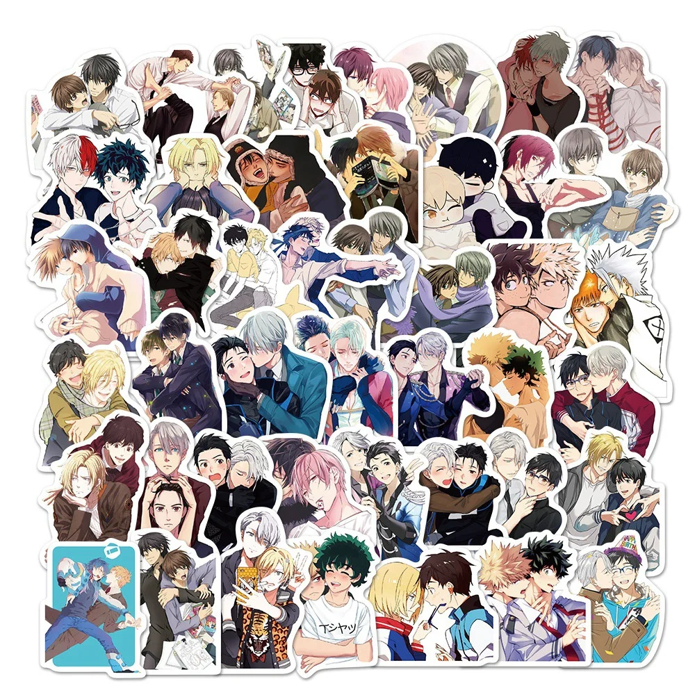 Anime japonês impermeável desenhos animados adesivos, BL YAOI Gay Graffiti, mala, caixa do telefone, atacado, 10 pcs, 30 pcs, 50pcs