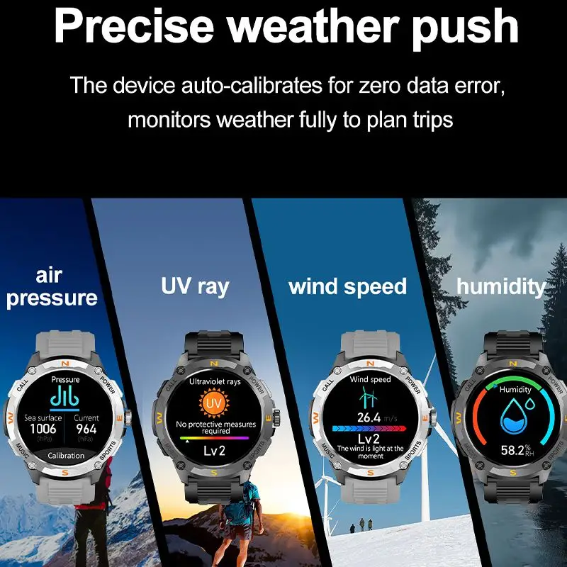 1.43" AMOLED Screen Smartwatch GPS Motion Track 100+ Sports Modes AI Voice Assistant Bluetooth Call Weather Smart Watch For Men