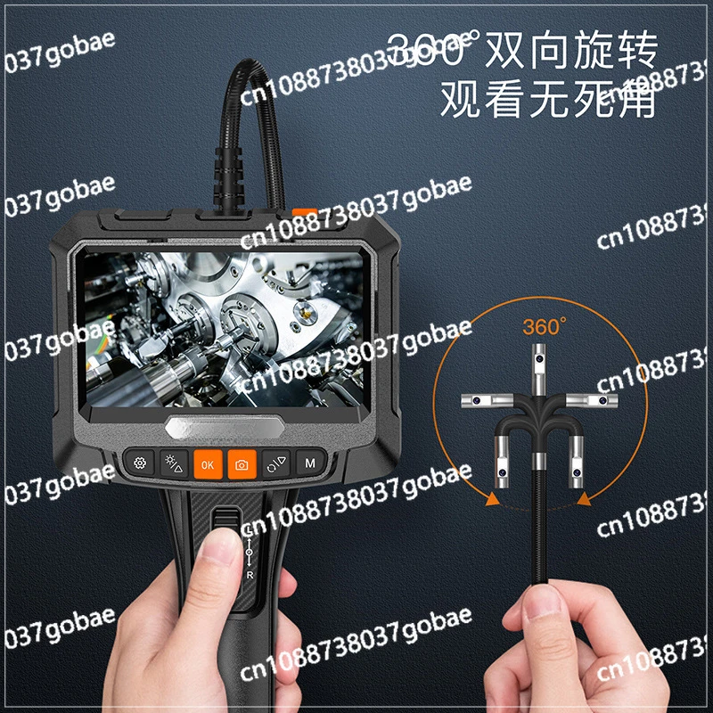 New 360-degree Steering Industrial Pipeline Auto Repair Tester 5-inch Portable and Turning Handheld Endoscope with Screen