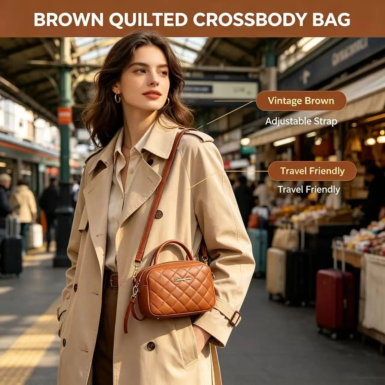 Women's Small Crossbody Bag Trend Diamond Grid embroidery Camera Women's Shoulder Bag Fashion Chain Crossbody Bag