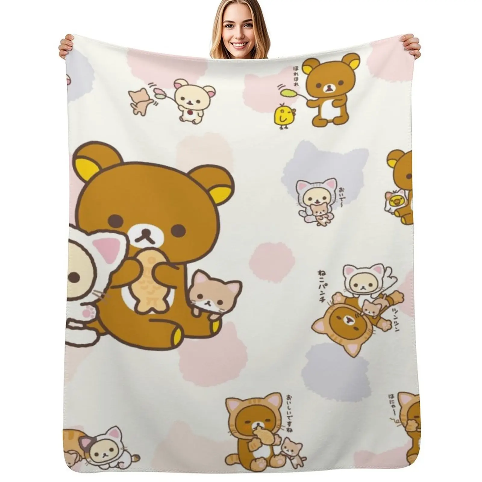

Rilakkuma cute cat Throw Blanket Warm Comfortable Blanket Gift for Parents Friends