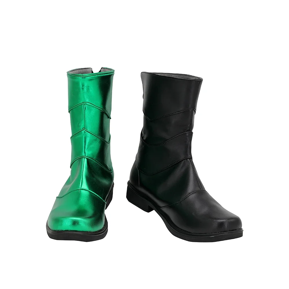 Kamen Rider W Cosplay Botas, Masked W, Verde, Sapatos pretos, Custom Made, qualquer tamanho