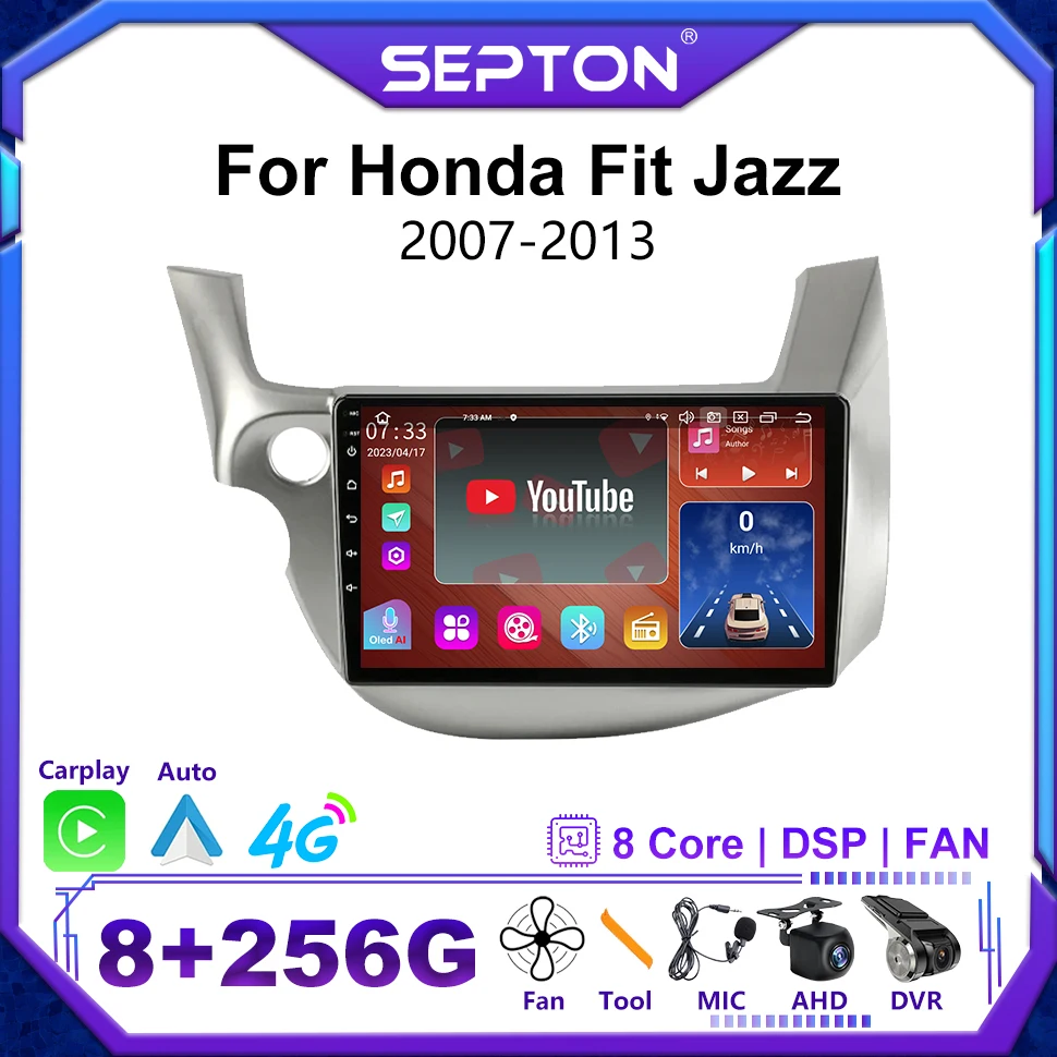 

SEPTON Android12 Auto Car Radio for Honda Fit Jazz 2007-2013 Navigation GPS Carplay Multimedia Video Player 2Din 4G Headunit DVD