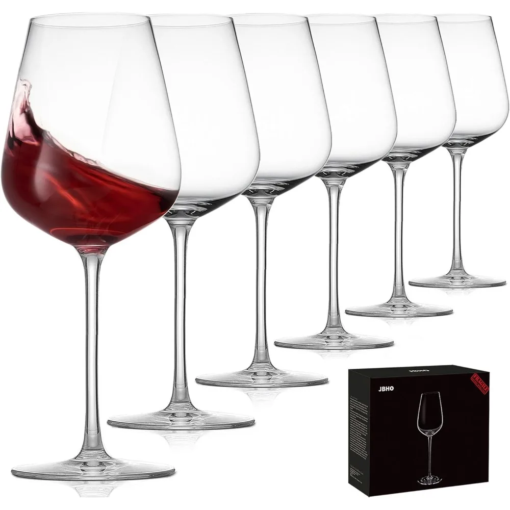 

Hand Blown Bordeaux Wine Glasses, Great Gift Packaging - Red Wine Glasses Lead-Free Premium Crystal Clear Glass