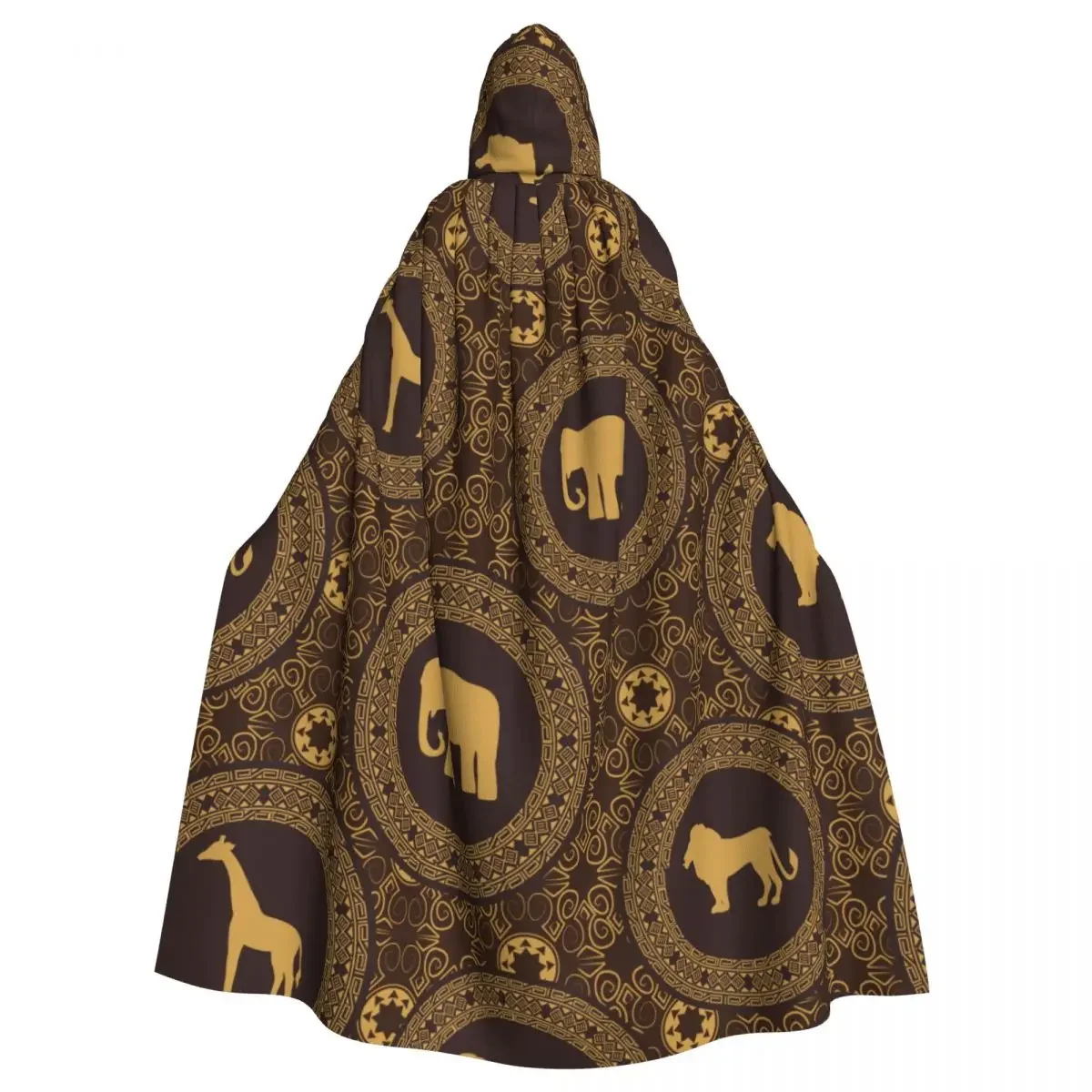

African Style Elephant Hooded Cloak Polyester Unisex Witch Cape Costume Accessory keep warm Water Resistant