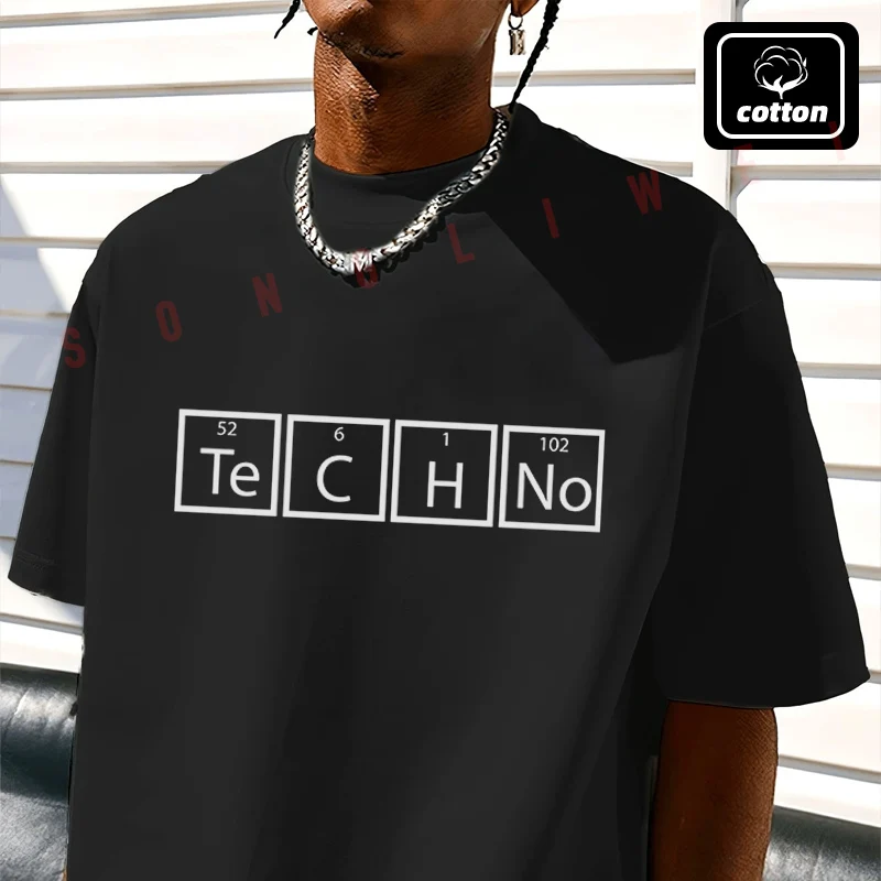 

Men's Cotton T-Shirt Funny Motorcycle Techno Techno Music Techno Design Tshirt Men's Casual Short Sleeve Tee