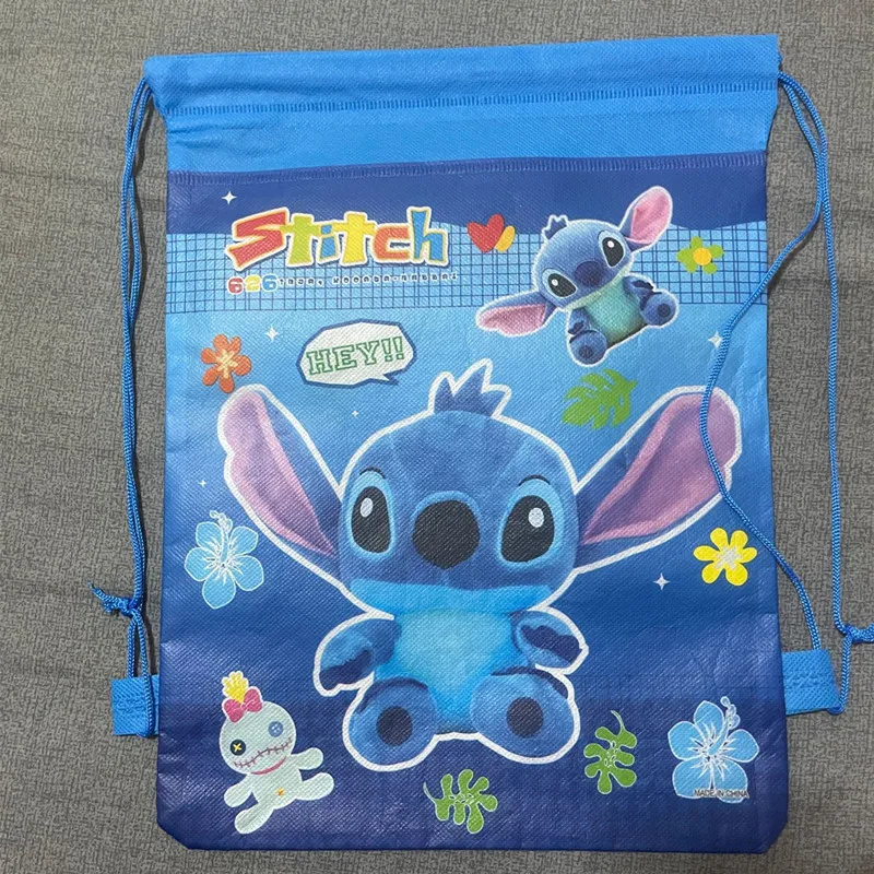 Disney Anime Stitch Non-woven Drawstring Gift Bags Kawaii Stitch Girls Boys Birthday Party Decorations Backpack Storage Bag Gift