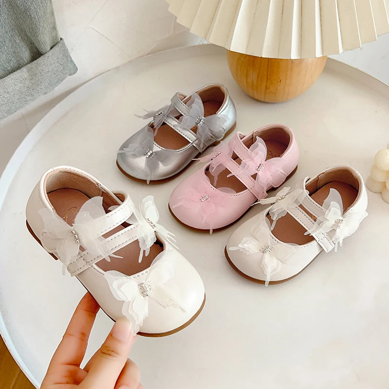 

2025 Autumn NEW Lightweight and comfortable Elegant Shoes Girl Round Toe Flat Shoes Mesh Butterfly Princess Shoes