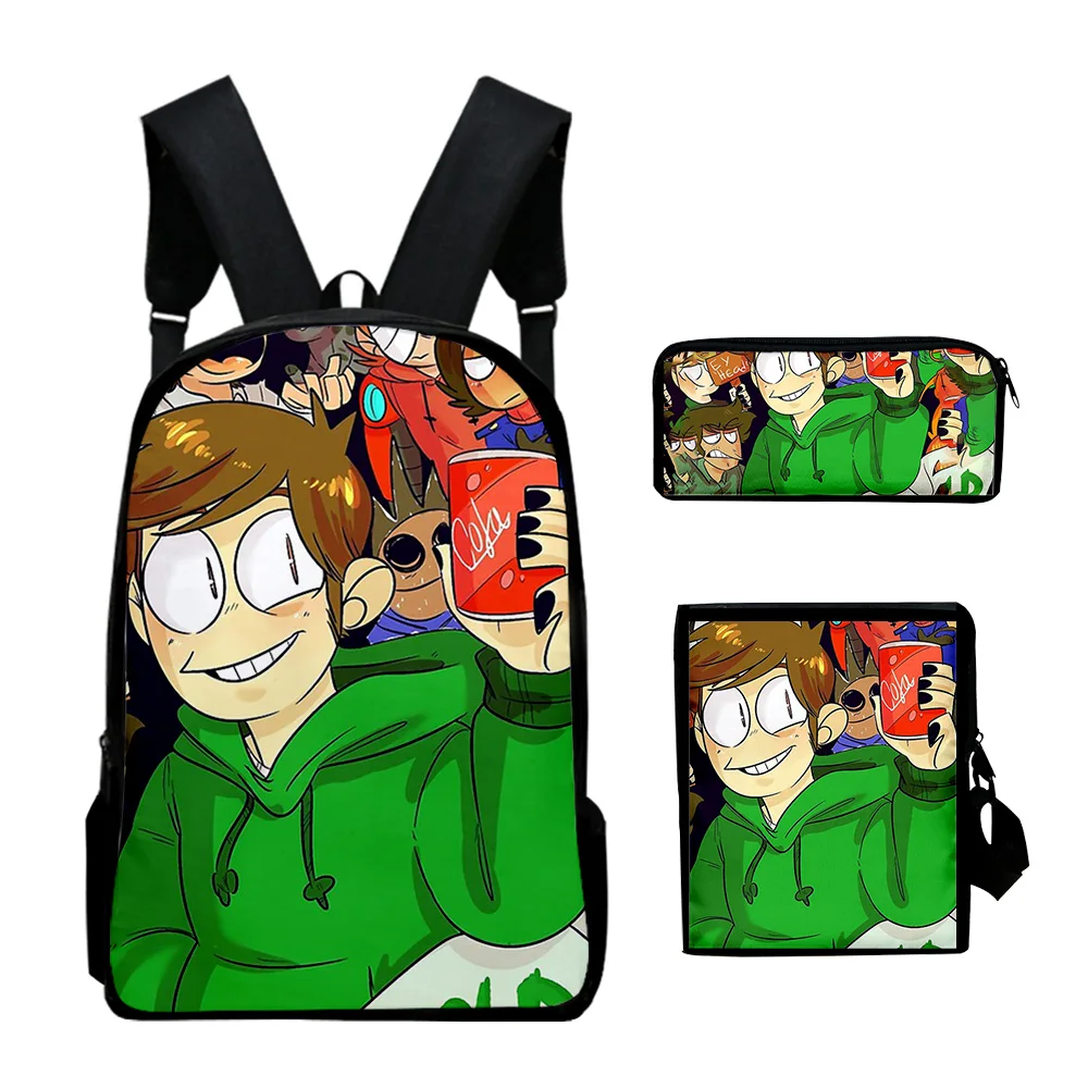 Trendy Popular Cool eddsworld 3D Print 3pcs/Set pupil School Bags Laptop Daypack Backpack Inclined shoulder bag Pencil Case