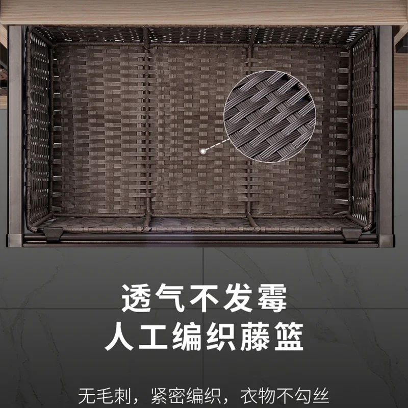 Wardrobe damping pull basket drawer type telescopic pants rack rattan basket cloakroom built-in storage