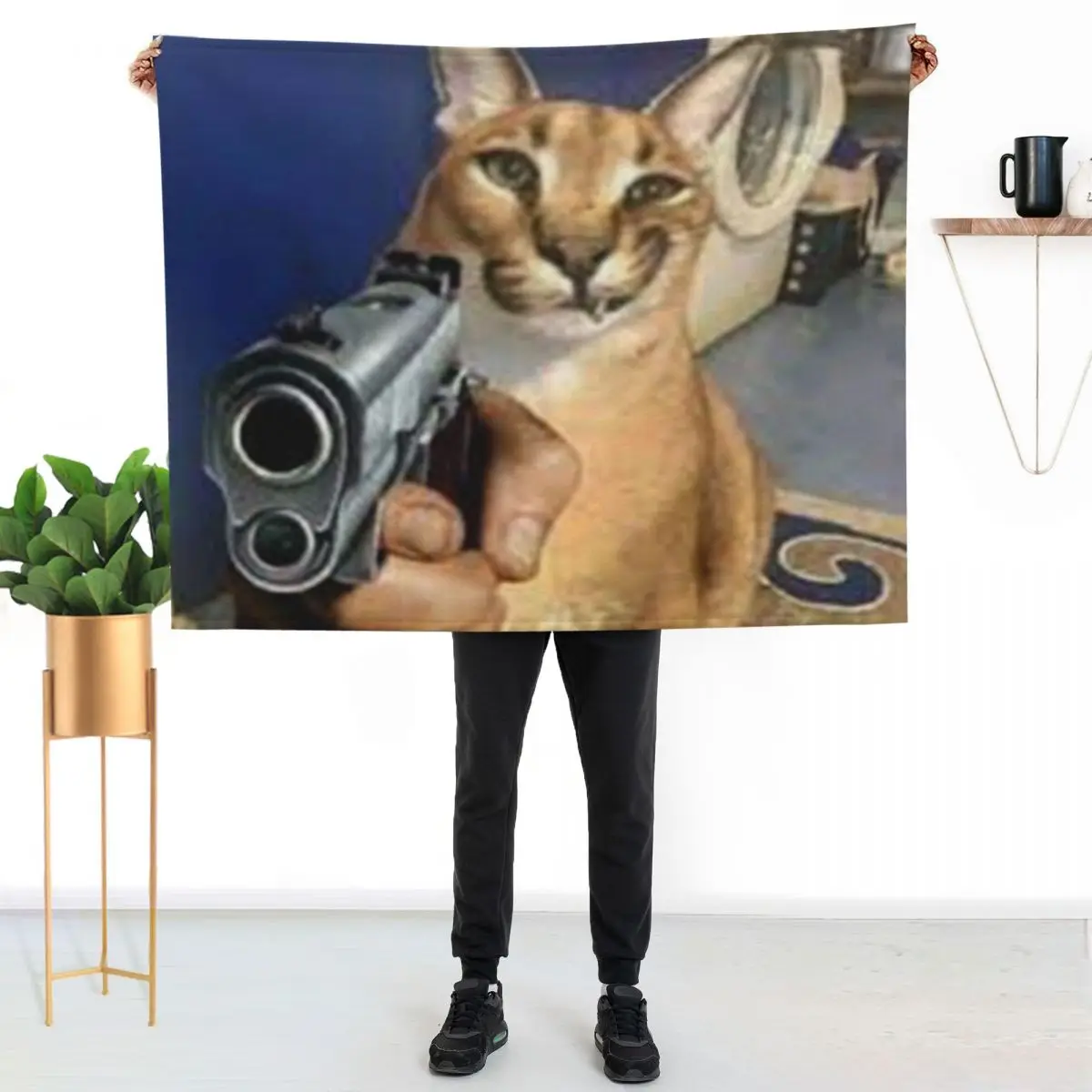 

Big Floppa gangsta Throw Blanket Soft Warm Blanket Gift for Men Women Adults