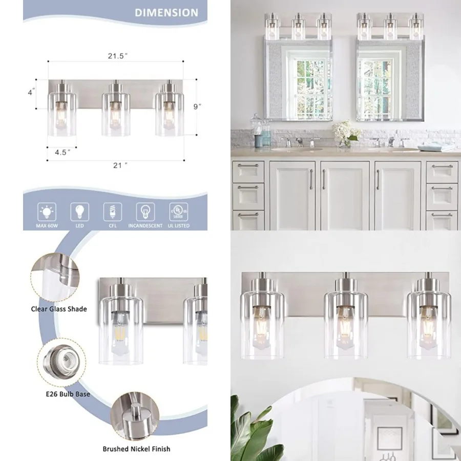 

Bathroom Vanity Light Fixtures, Modern Wall Sconces, Bathroom Lights Over Mirror, Wall Mounted Lamp for Kitchen Living Room Bed