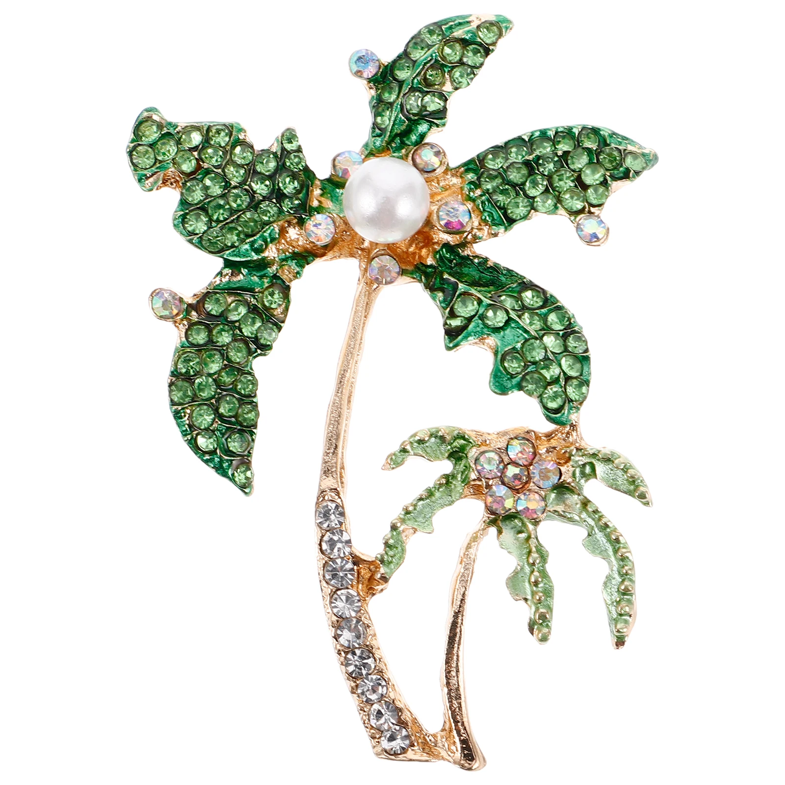 

Coconut Palm Brooch Crystal Pin Jewelry Alloy Rhinestone Breastpin Shiny Decor Summer Bling Brooches Fashion Accessories Wedding