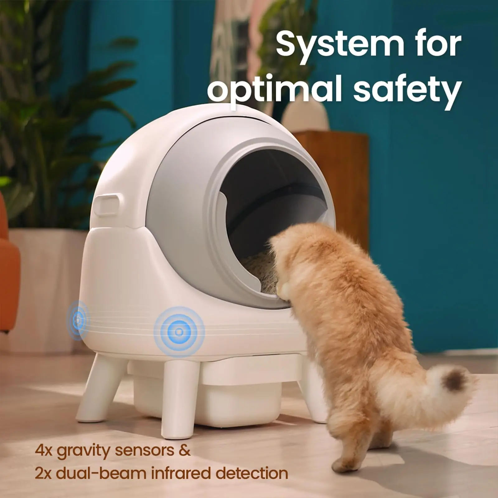 Self Cleaning Litter Box Robot 8L Large Waste Bin Odor-Control Intelligent Control White Automatic Cat Litter Toilet