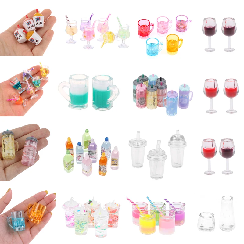 1/2/5pcs Doll House Home Furnishings Lovely Straw Drink Cup Model Mini Coffee Juice Milk Cups Miniature Dollhouse Mugs Drinks