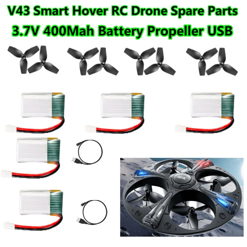 3.7V 400mAh Battery Propeller For 4DRC V43 RC Drone Parts 4DRC V43 Mini Drone Battery 4DRC V43 Helicopter Aircraft Battery