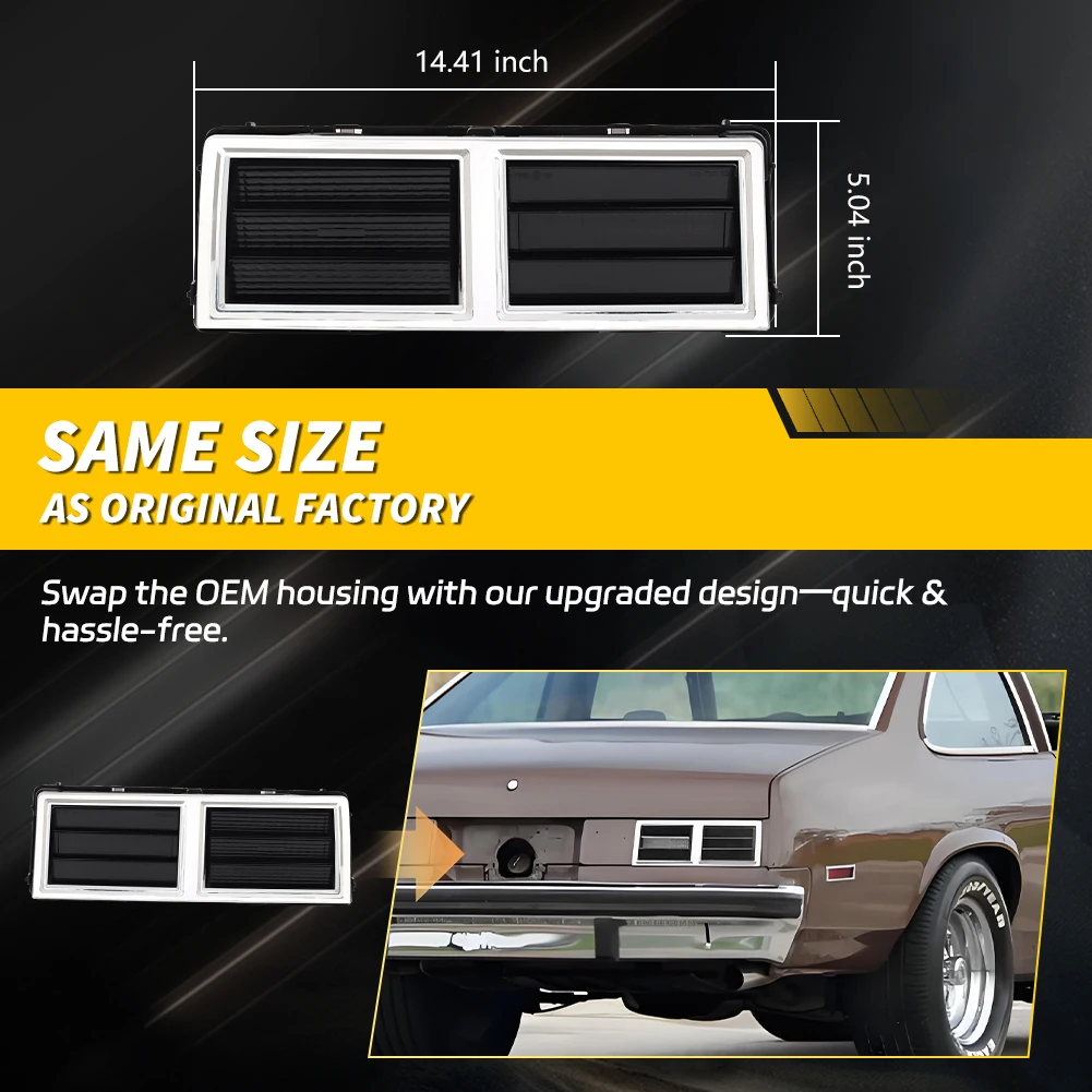 2 Piezas de Luces Traseras para Chevrolet Nova 1975 1976 1977 1978 1979, Luces de Reversa, Luces de Freno, Luces DRL con LED