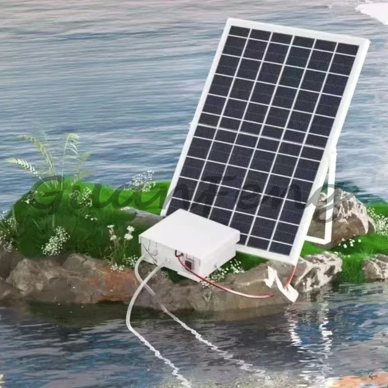 Rechargeable Waterproof Solar Air Pump, Solar Oxygen Generator for Outdoor Fish Pond & Lake