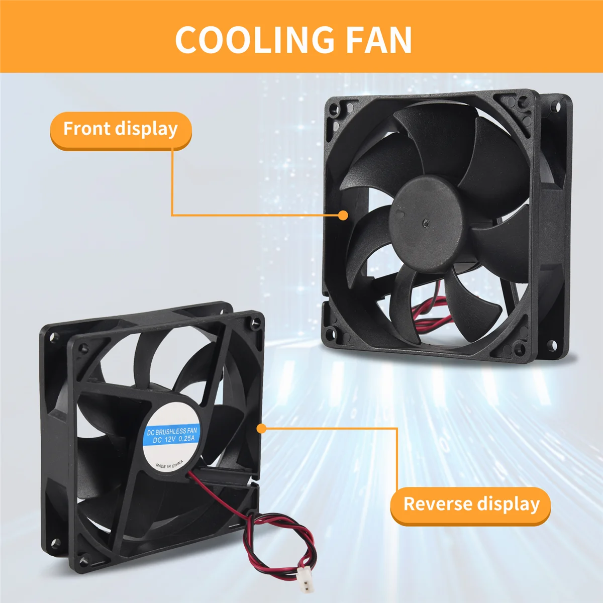 SMIEA Black Plastic Square 9025 90 x 90 x 25mm DC 12V 0.25A Cooler Fan