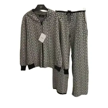 Sonbahar Kış Örgü Pantolon Takım Elbise Kadın 2024 Yeni Moda Gevşek günlük kıyafet Kapşonlu Ceket Hırka Geniş Bacak Pantolon Kadın Tops