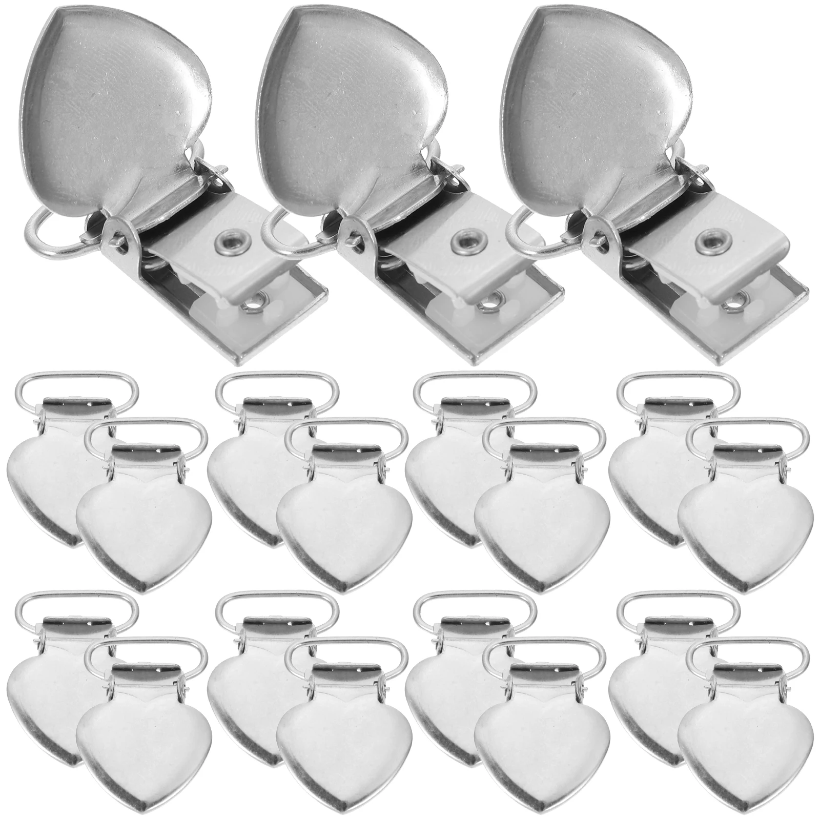 

30pcs Duckbill Clips Peach Heart Fasteners Metal Clamps Pacifier Holders Sheet Straps Stainless Steel Suspender Clips Heart