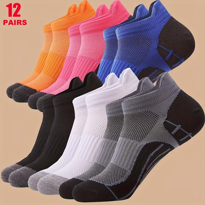 

10 пар дышащих быстросохнущих спортивных носков унисекс, мягкие носки для бега до щиколотки для использования в помещении и на открытом воздухе, круглые разноцветные