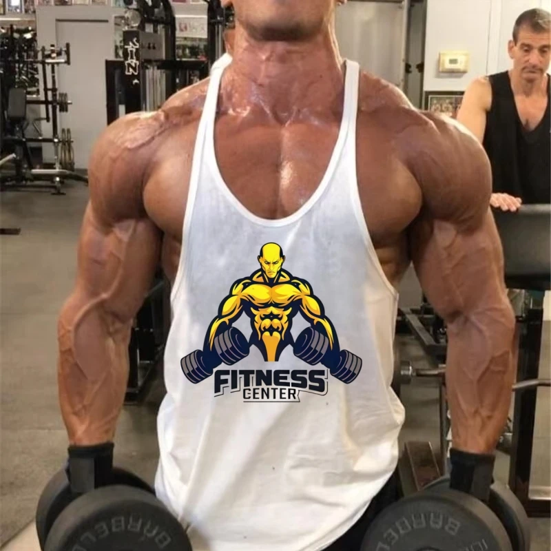 Canottiera da bodybuilding da uomo con retro a Y Canotta da palestra in cotone ad asciugatura rapida Canottiera senza maniche traspirante Camicia da allenamento fitness durevole
