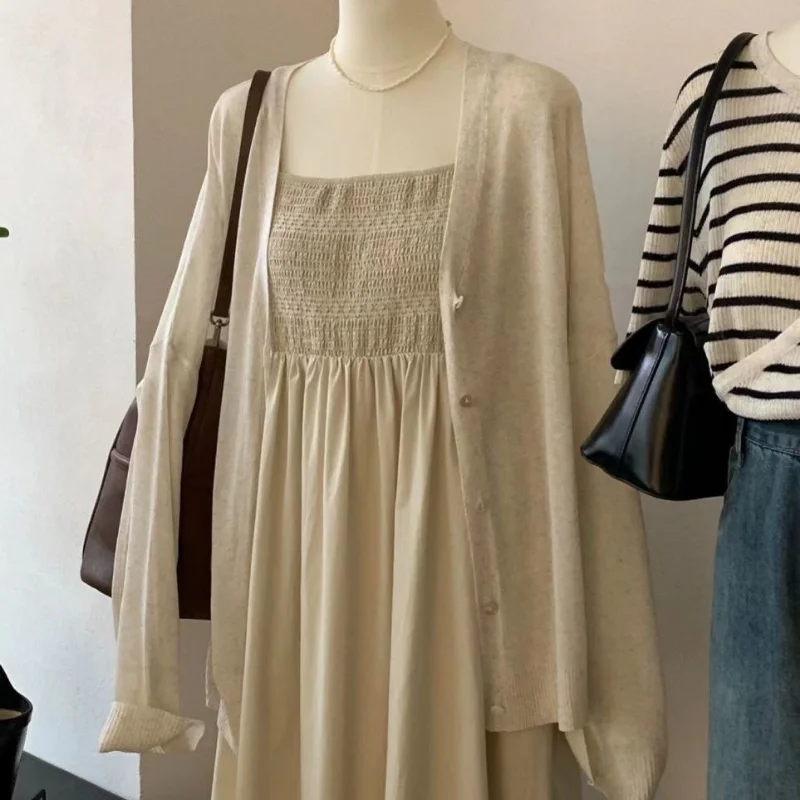 

Cardigans Women Baggy Sun-proof Literary Long-sleeve Casual New 2023 Knitwear Chic Elegant Lady Korean Fashion Clothing 6 Color