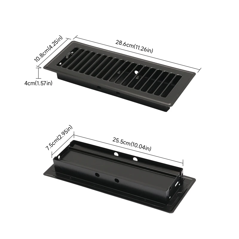 Prese d'aria a pavimento, 3×10 pollici, bianco/nero/marrone, griglie di ventilazione a pavimento, materiale resistente, adatto per uso domestico e in ufficio