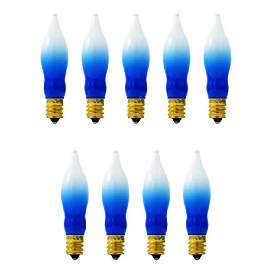 Menorah Bulbs, 9 Blue and White Electric Menorah Flame Shaped Replacement Bulbs, watts