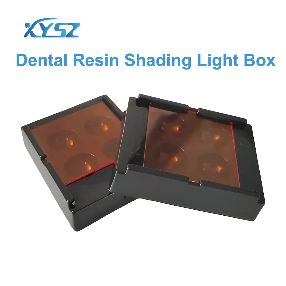 Dental Resin Shade Light Box 4 Holes Mix Composite Hood Case Protector Veneer Storage Box Denture Teeth Patch Shading Organizer