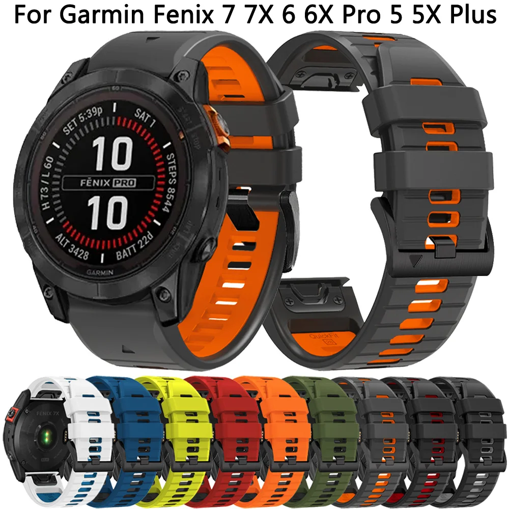 22mm 26mm Silicone Band For Garmin Fenix 7X 7 6X 6 Pro 5X 5 Plus Replacement Strap Epix Gen 2 46mm Quick Fit Watchbands Bracelet