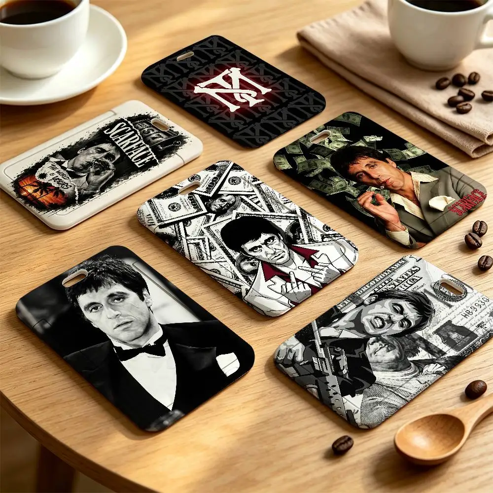 S-Scarface Action Movie Clear Window ID Card Holder, Business Badge Holder With Neck Lanyard, Office Work Permit Card Cover