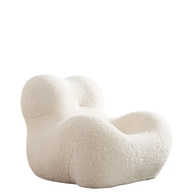 

Pony Chair Lazy Sofa Lamb Fleece Cream Style Casual Simple Bedroom