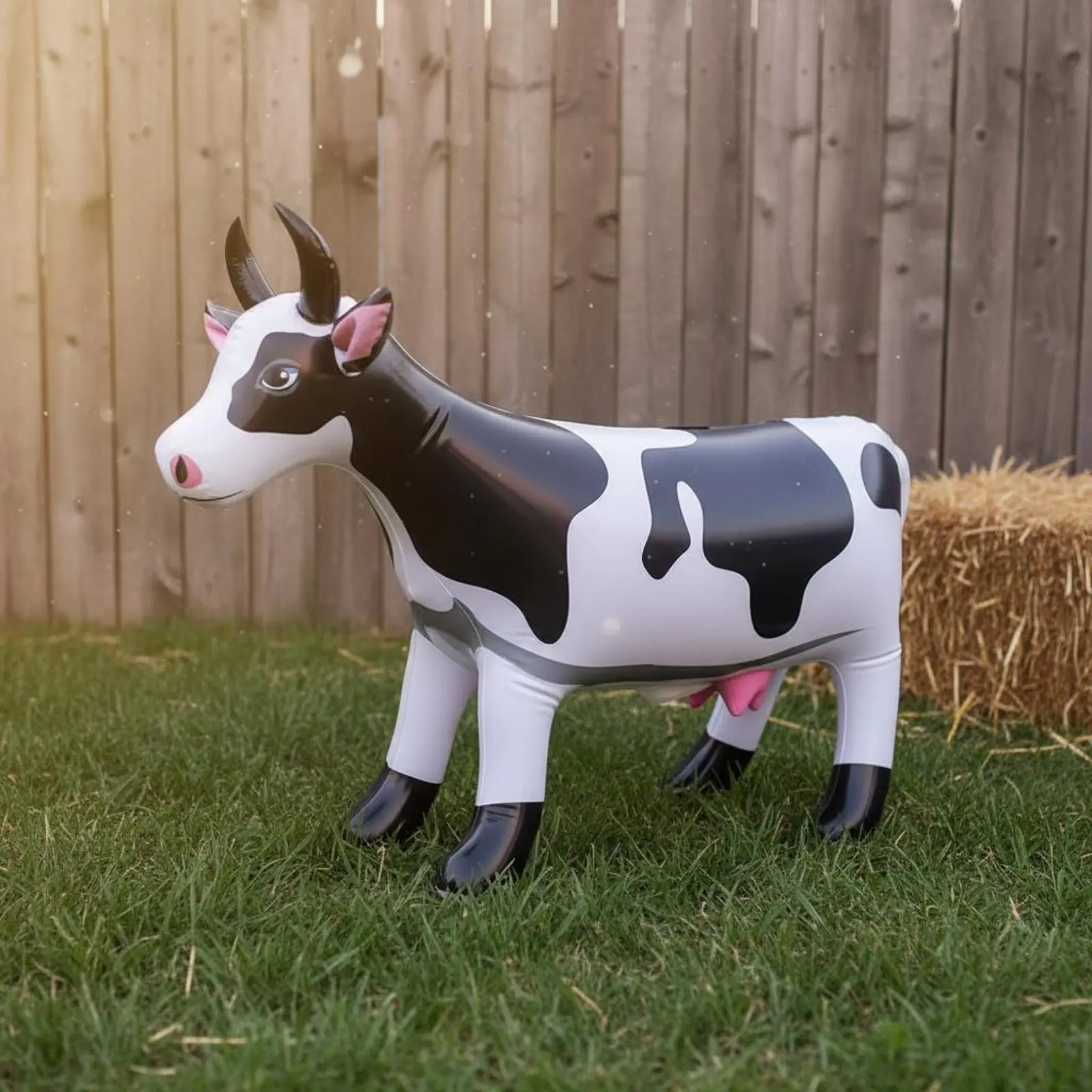 4 Pieces Inflatable Cow Easy to Inflate PVC Inflatable Cow Party Toy Eye-Catching Indoor Outdoor Use for Children
