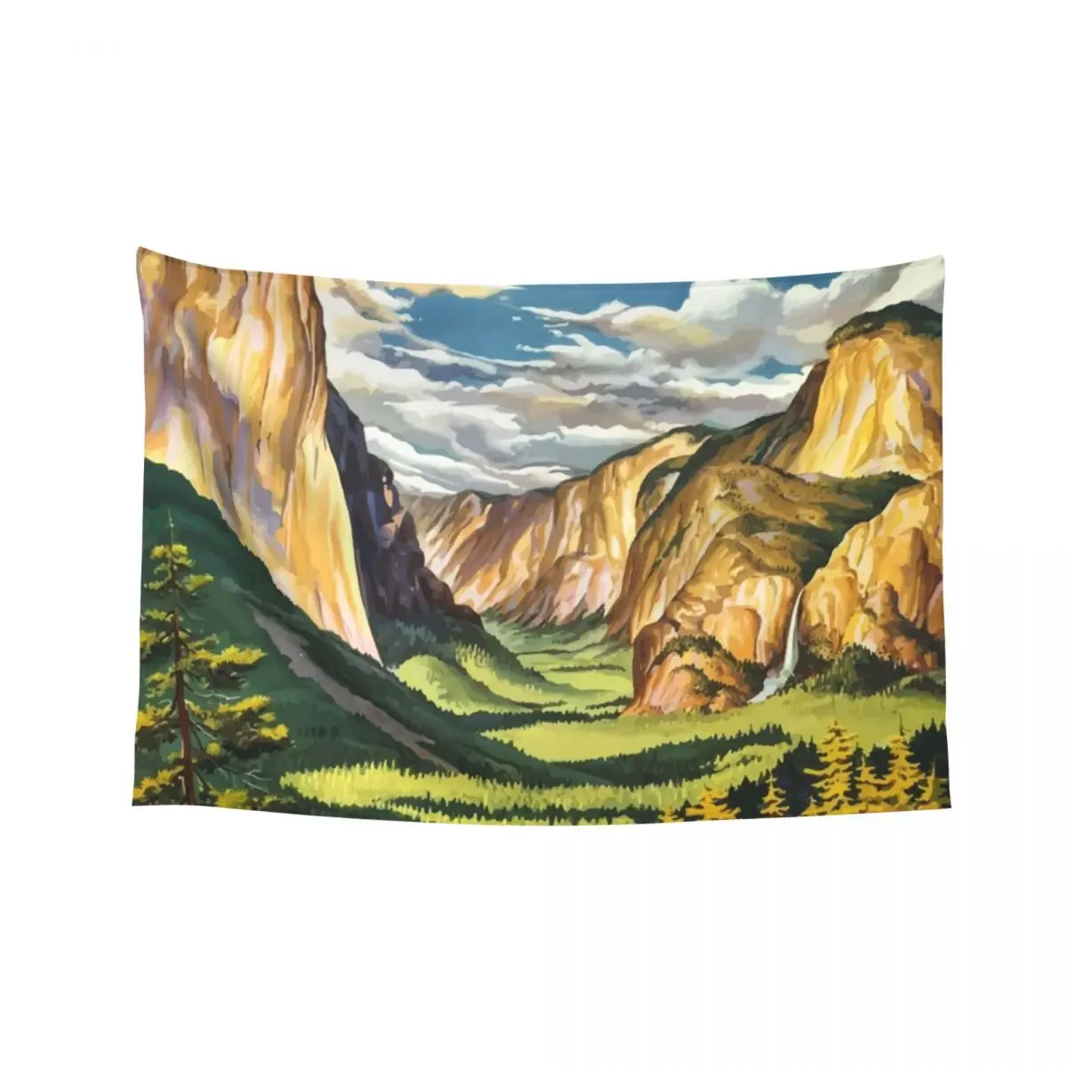 

Vintage Travel Poster Yosemite National Park Tapestry Carpet Wall Wall Deco Room Aesthetic Tapestry