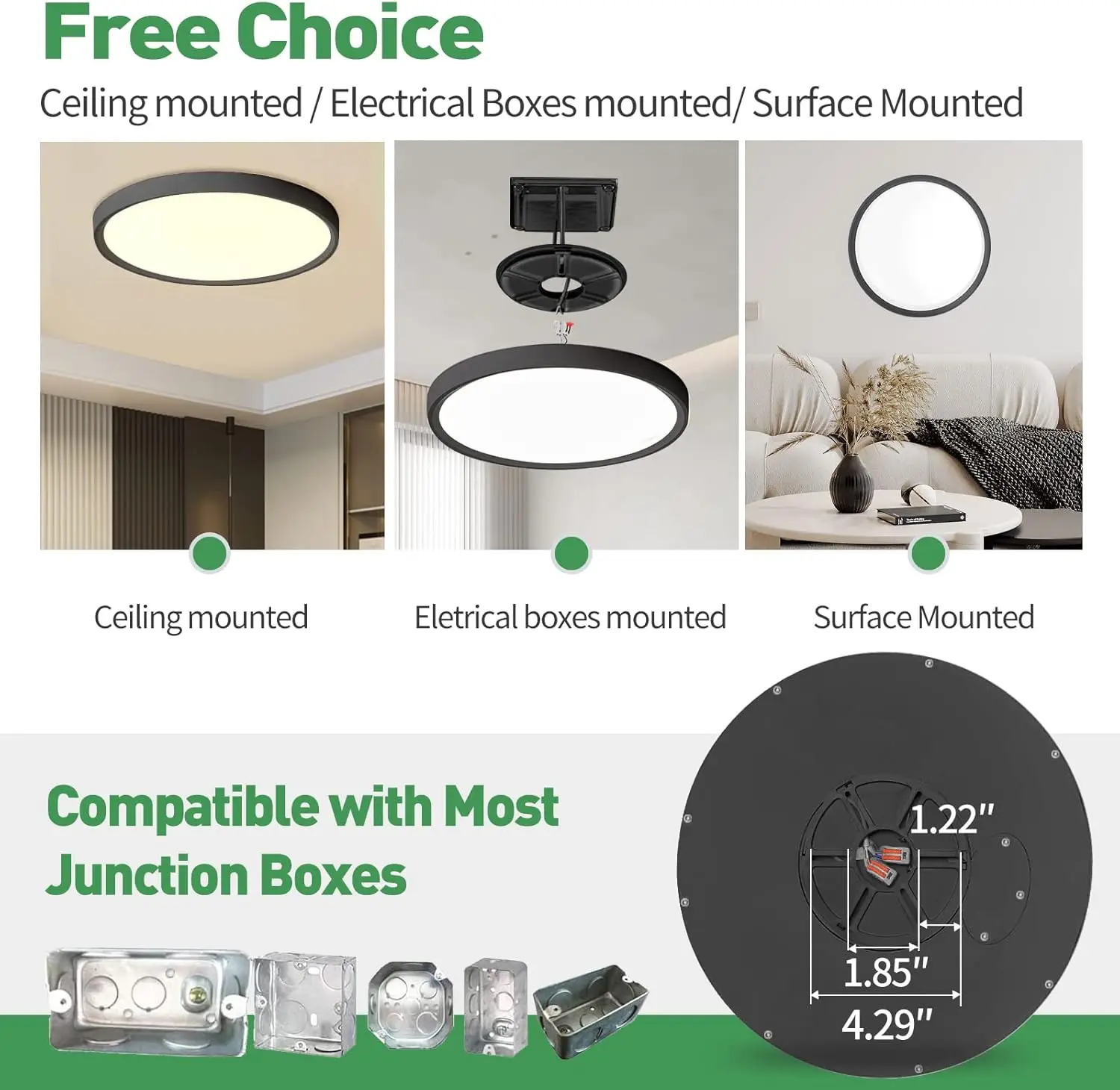 12 Inch Led Flush Mount Ceiling Light 6Pk, 24W, 2520Lm, 3000K/4000K/6000K Cct Selectable, Round Flat Panel Light Low Profile