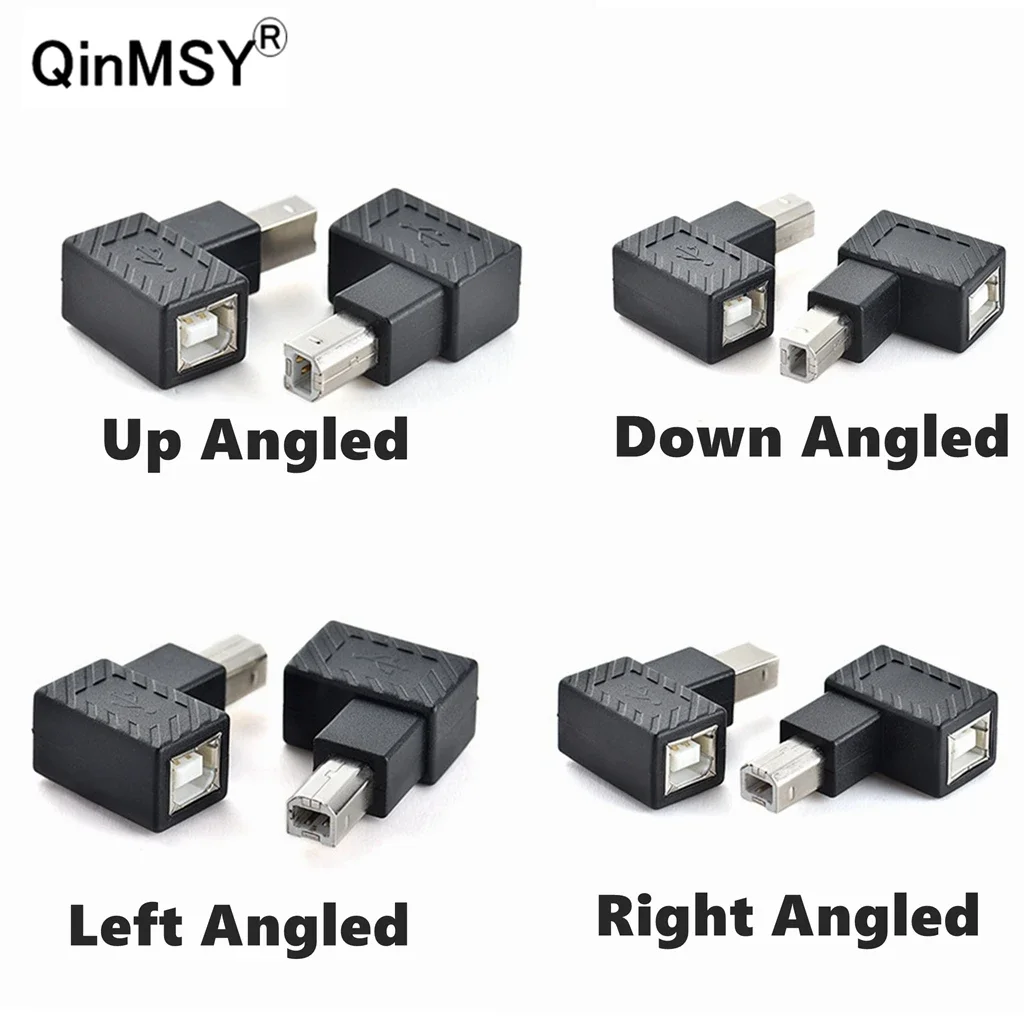 Up Down Left Right Angled 90 Degree USB 2.0 B Type Male to Female Extension Adapter for Printer Scanner Hard Disk case